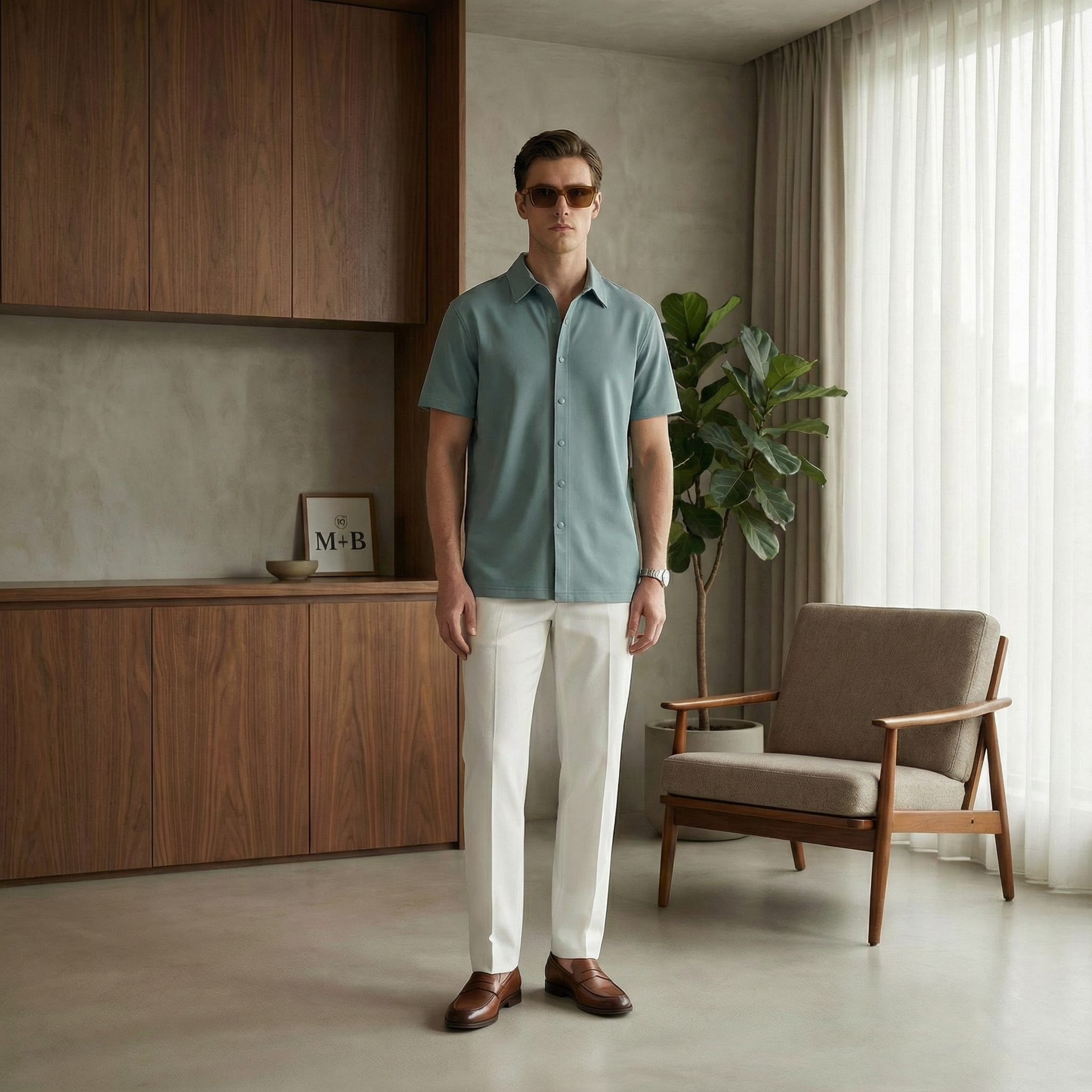 Men Front Snap-Button Shirt