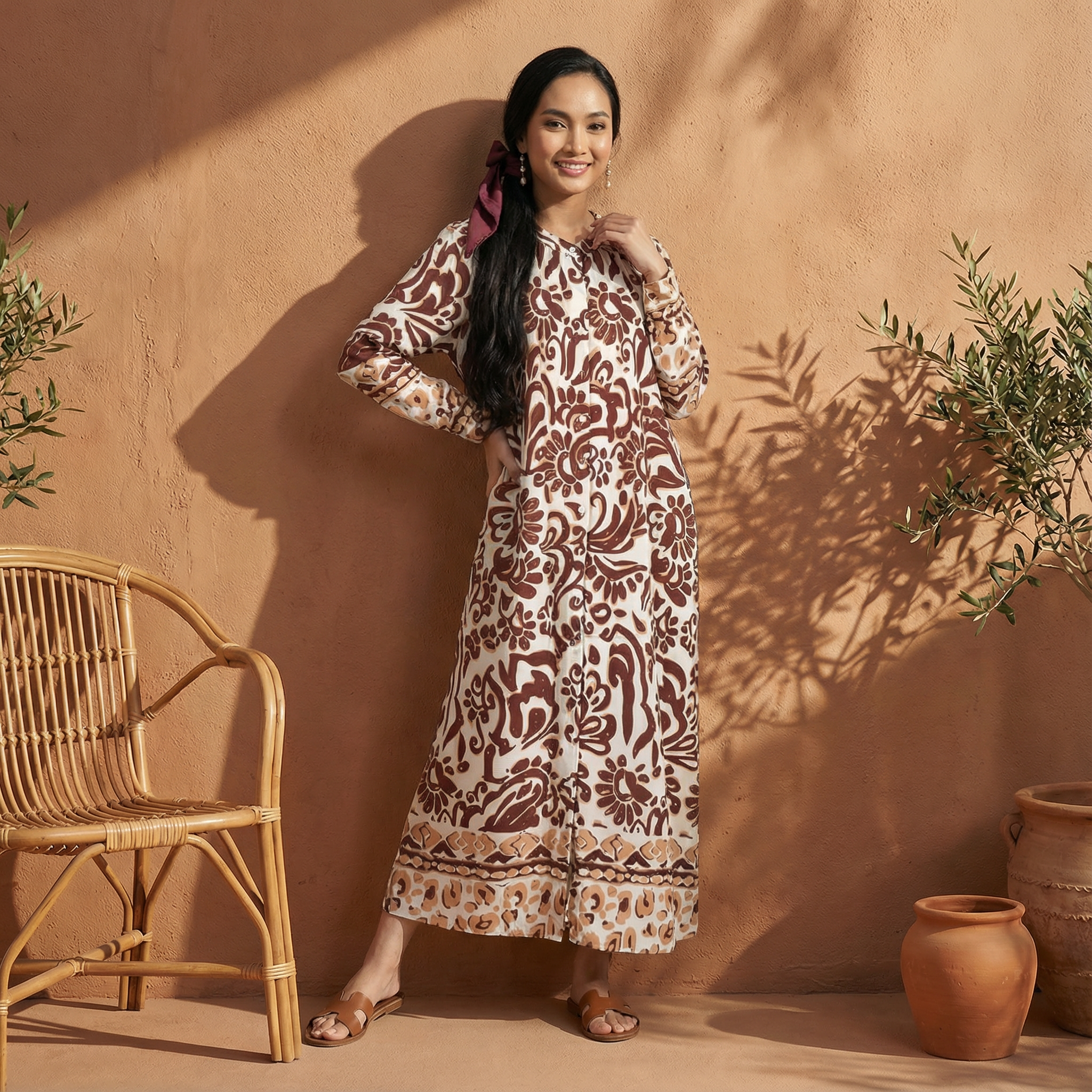 Buttoned Cuffs Dress