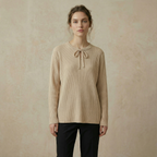 Ribbed Knit Tie-Neck Top