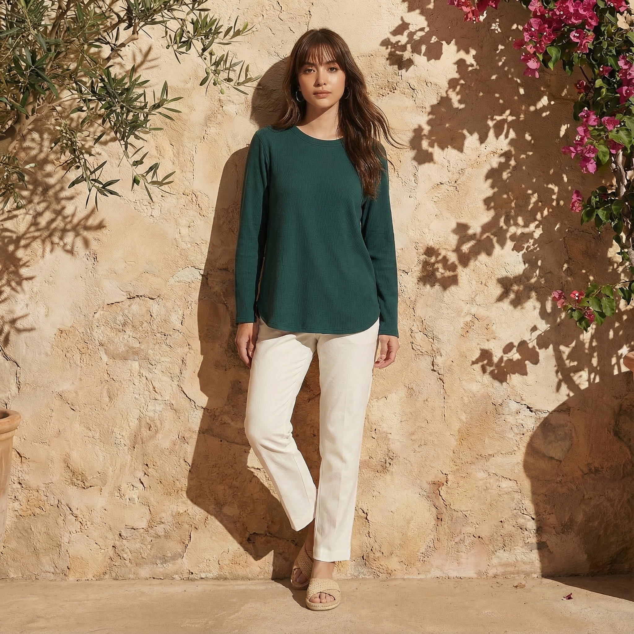 Ribbed Knit Casual Top