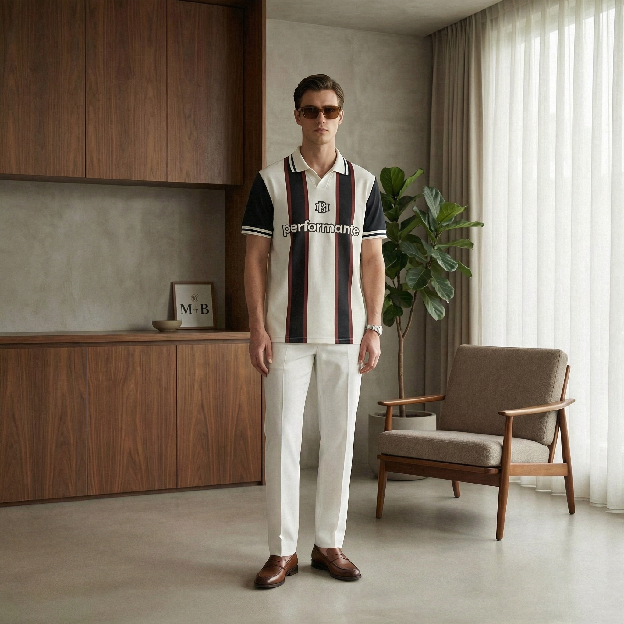 Men’s Striped Polo Shirt– Performante Edition