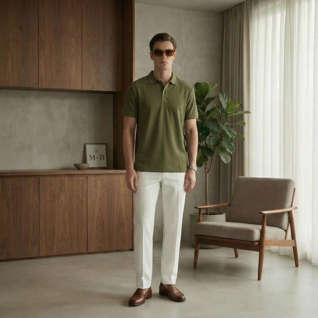 Men's Textured Polo T-Shirt