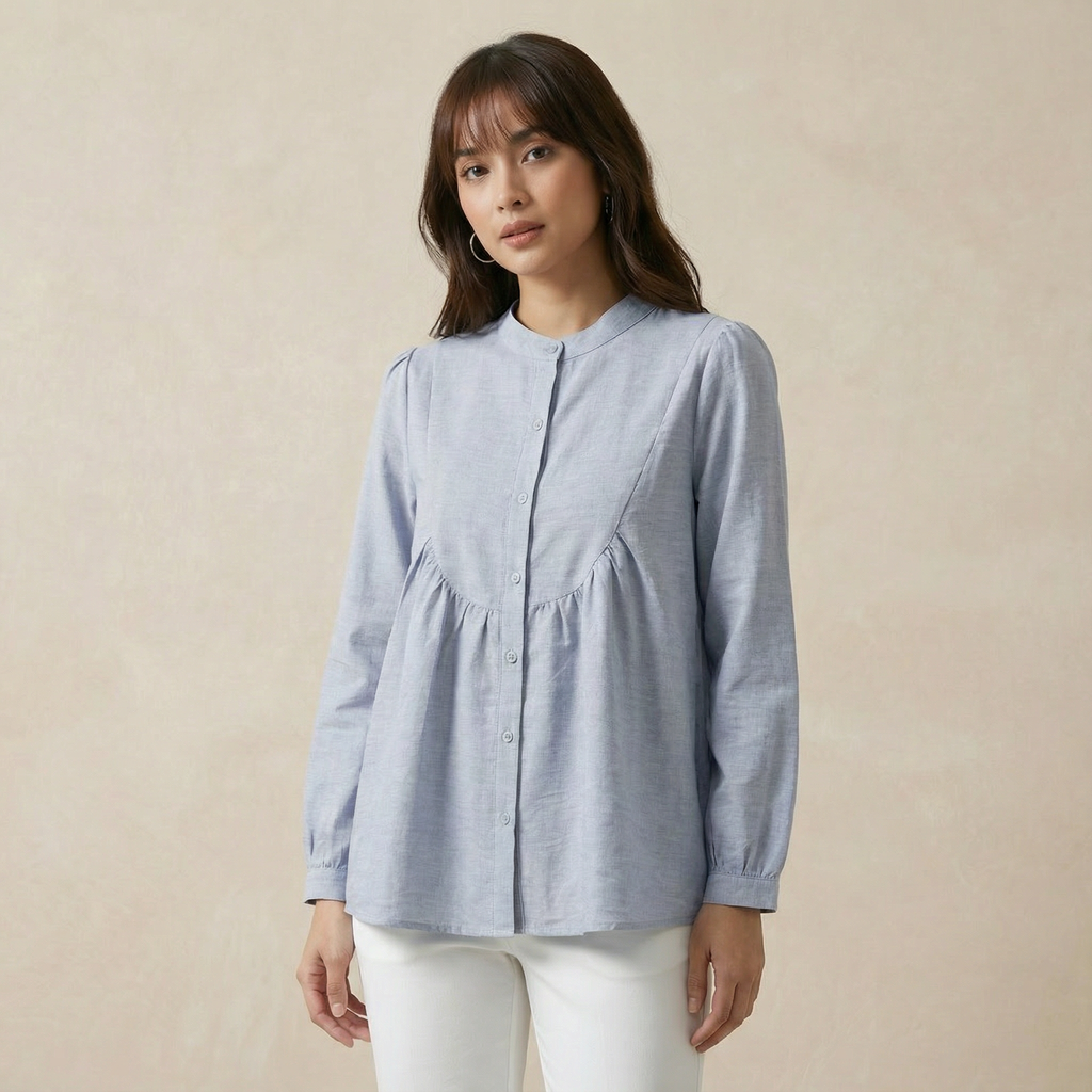 Soft Gathers Waistline Blouse