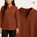 Blouse Casual V-Neck Zip