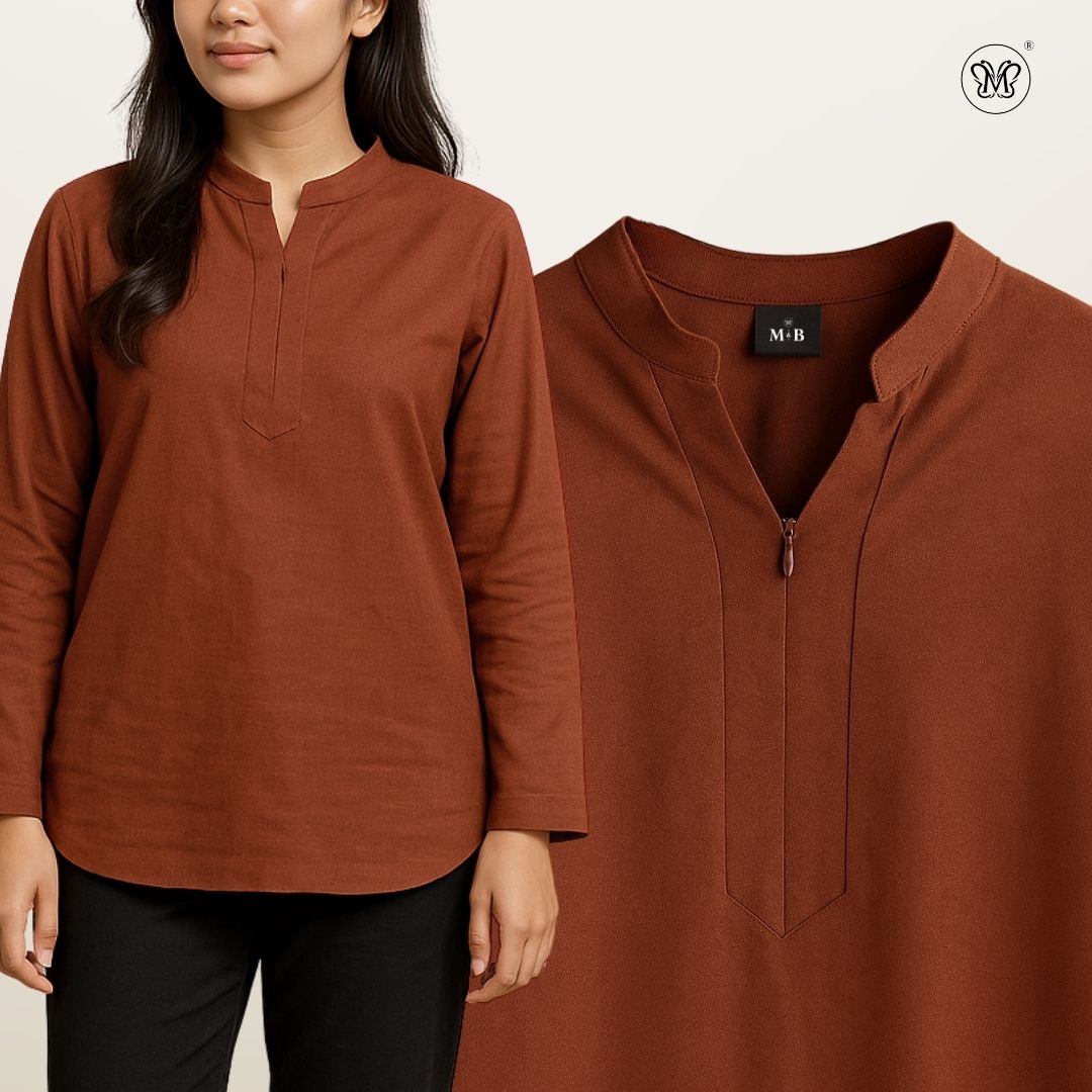 Blouse Casual V-Neck Zip