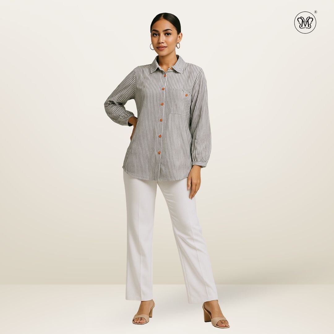 Ladies Shirts Vertical Stripes