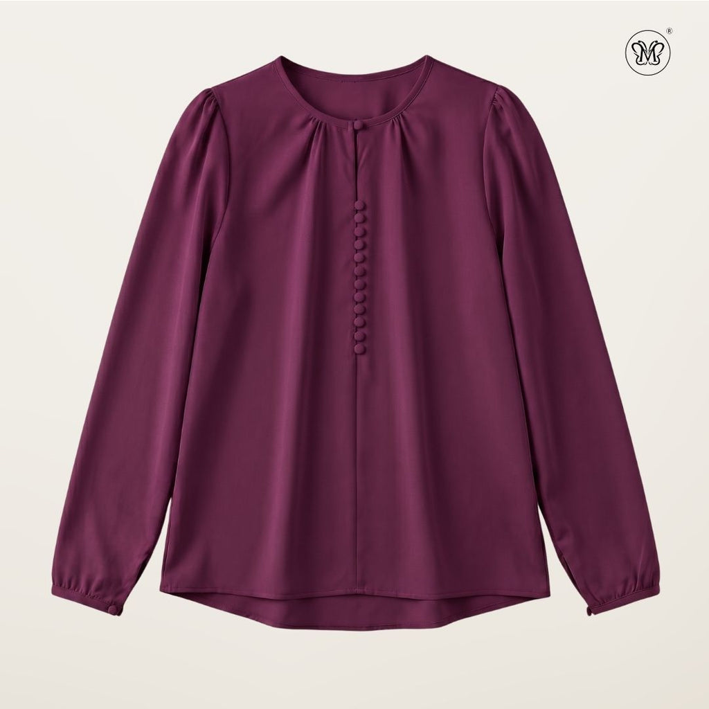 Modest Blouse Long Puff Sleeves