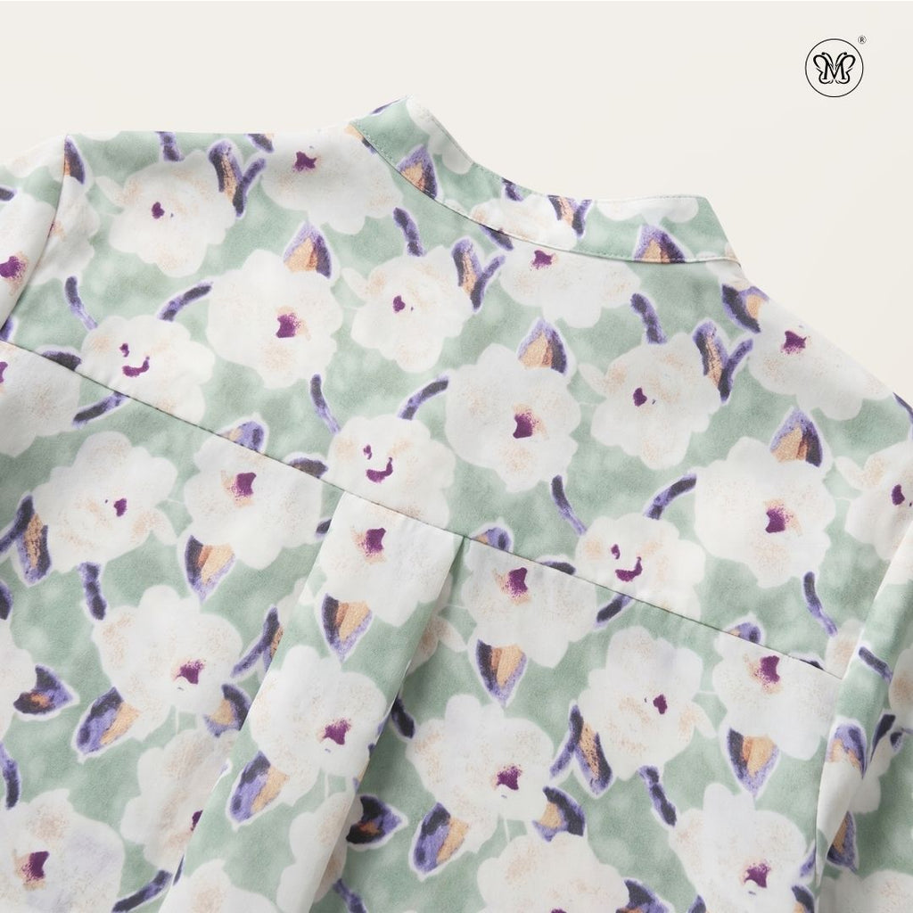 Ladies Printed Button Cuff Blouse