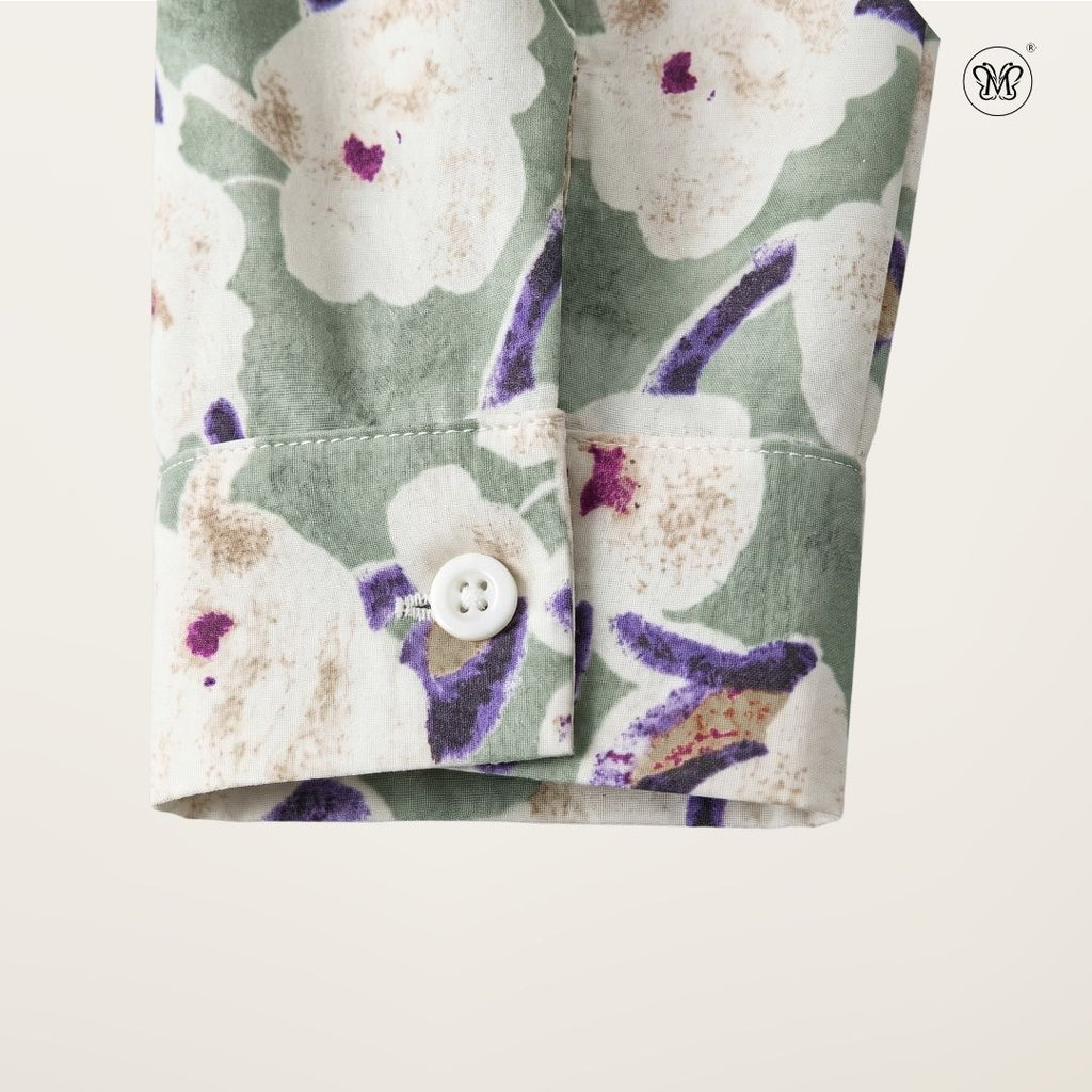 Ladies Printed Button Cuff Blouse