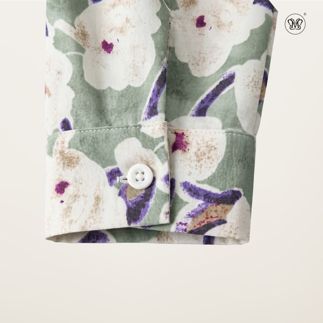 Ladies Printed Button Cuff Blouse