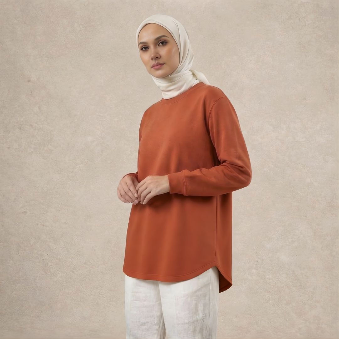 Ladies Sweatshirt Ribbed Cotton Blend