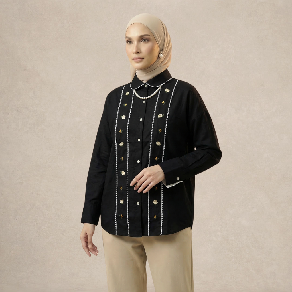 Ladies Vertical Floral Motifs Shirt