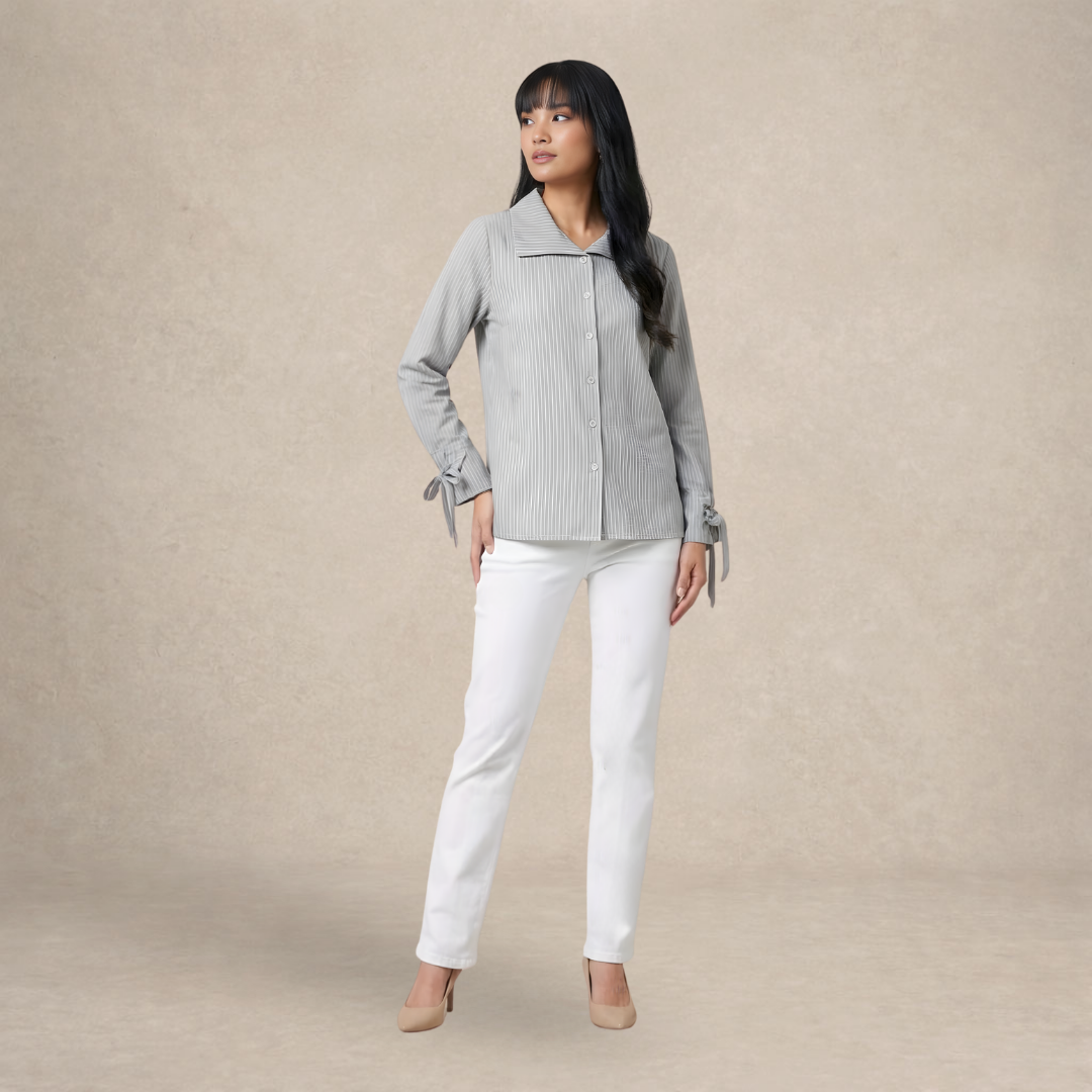 Ladies Striped Collar Shirt
