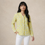 V-Line Mixed Printed Blouse