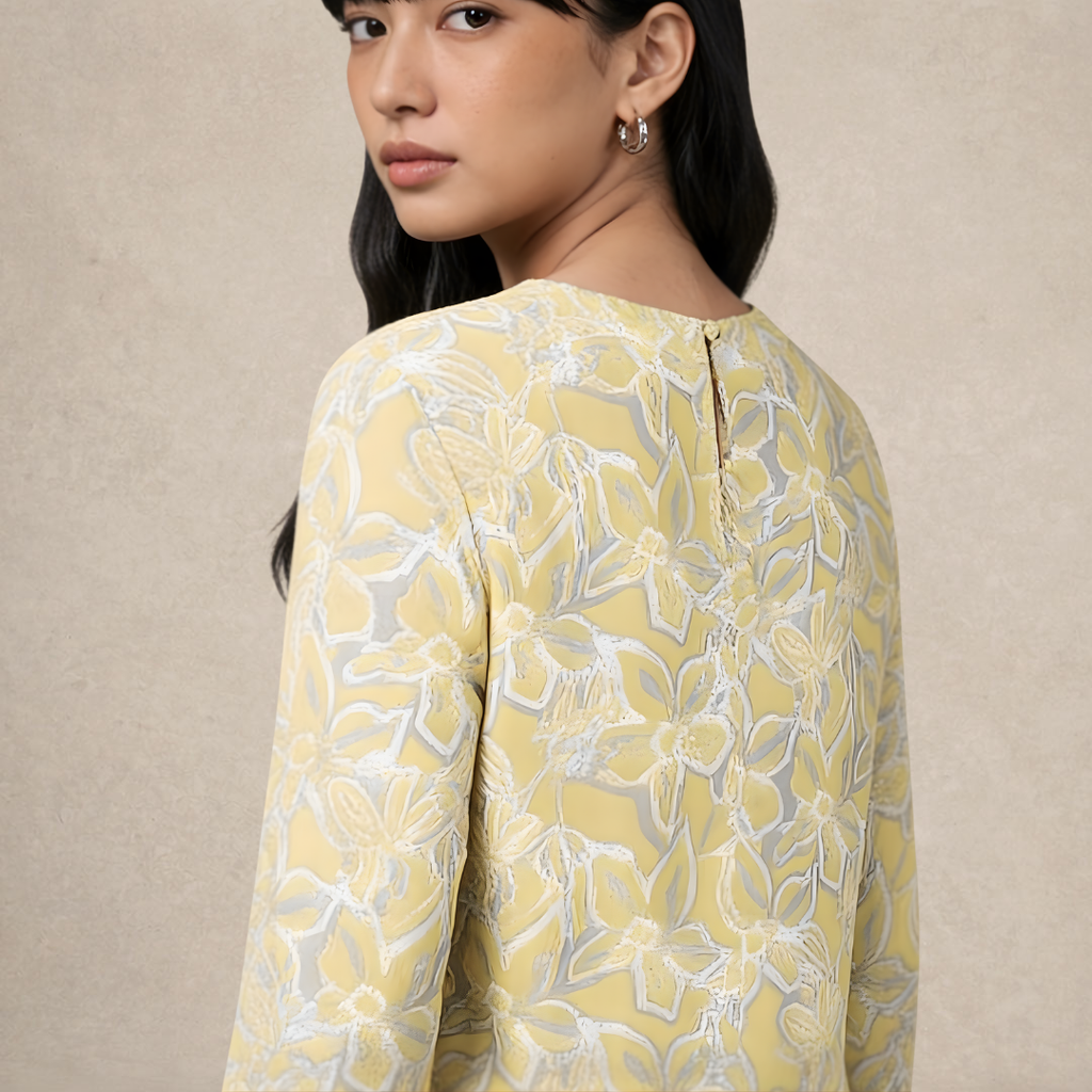 V-Line Mixed Printed Blouse