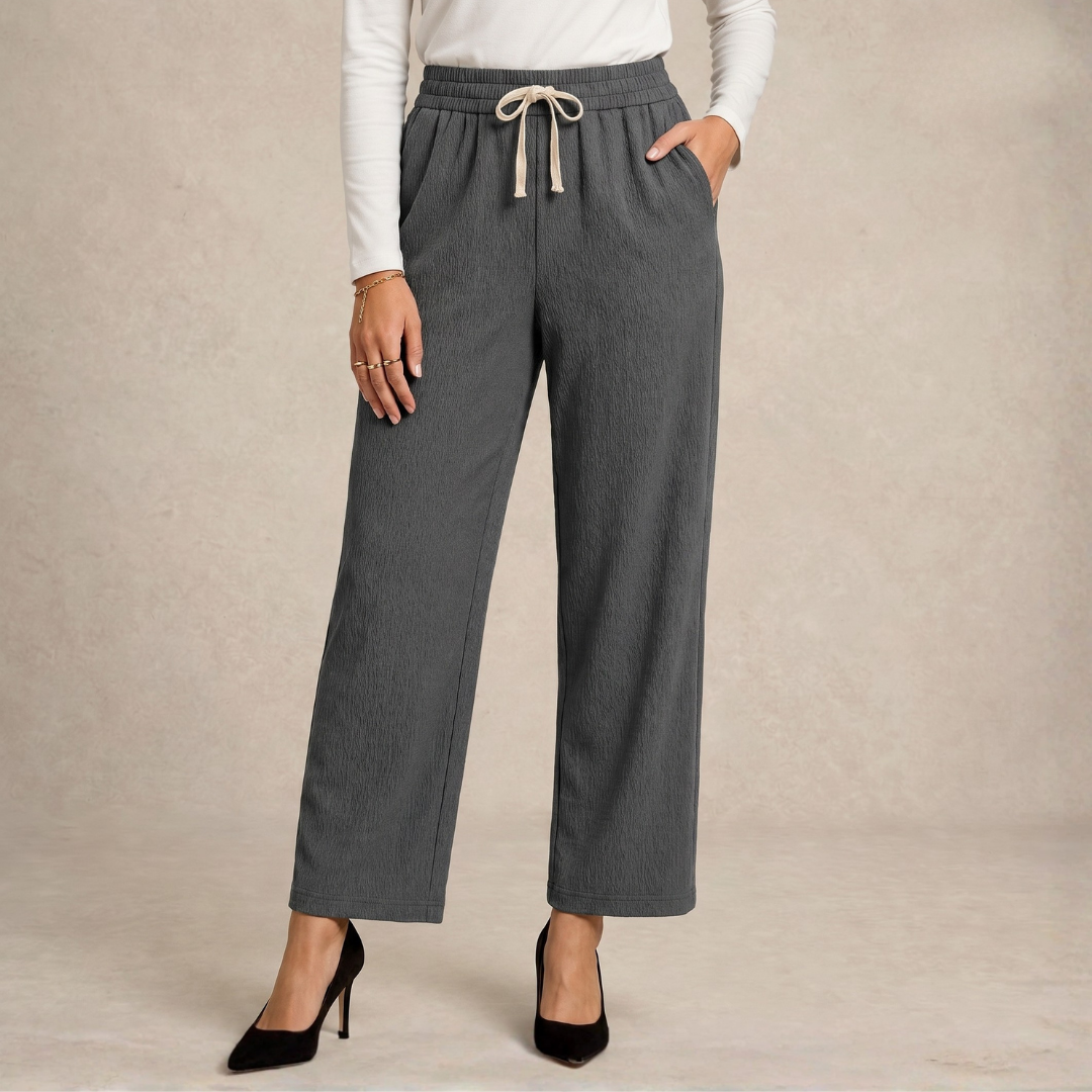 Ladies Wide-Leg Pants with Drawstring