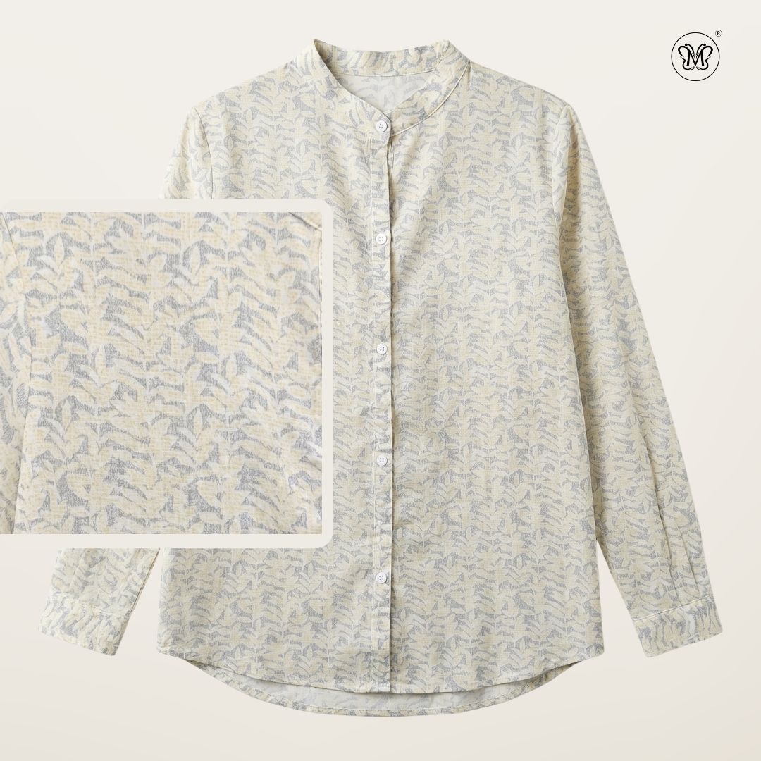 Ladies Printed Button Cuff Blouse