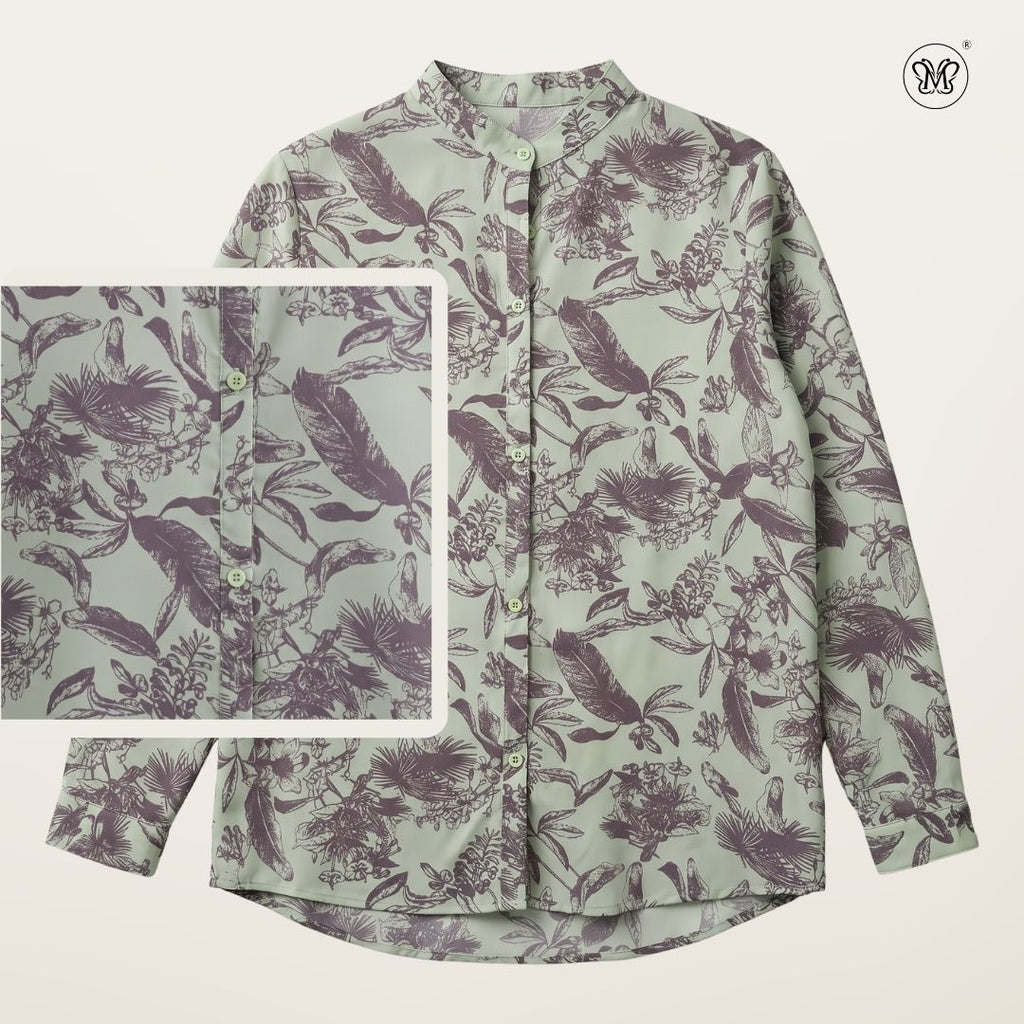 Ladies Printed Button Cuff Blouse