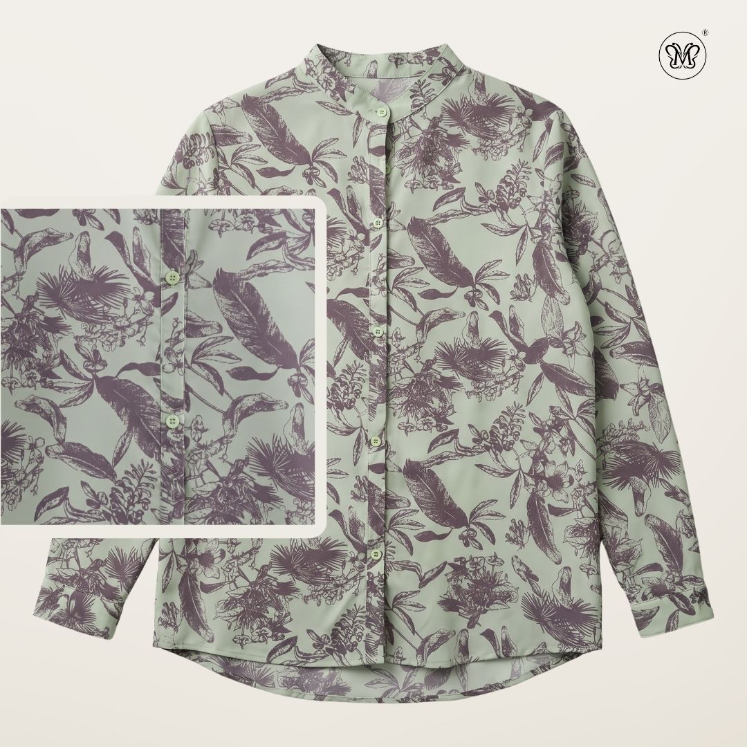 Ladies Printed Button Cuff Blouse