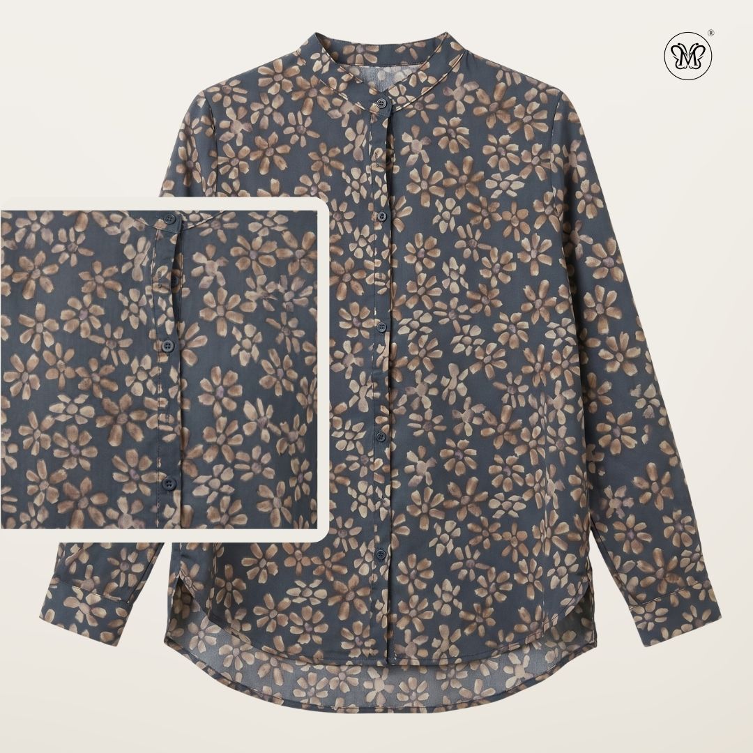Ladies Printed Button Cuff Blouse