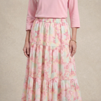 Printed Multi-Tiered Maxi Skirt