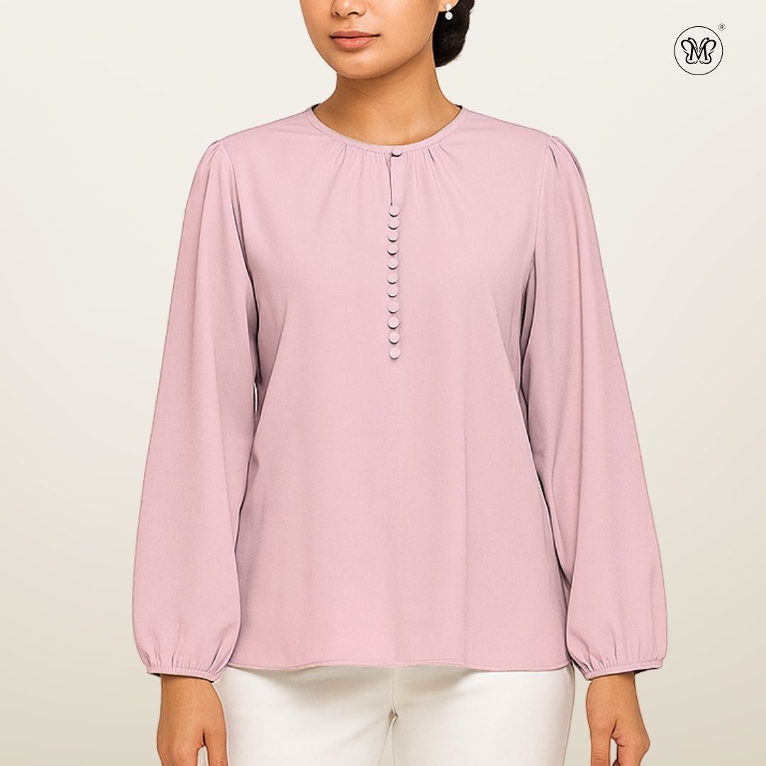 Modest Blouse Long Puff Sleeves