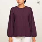 Modest Blouse Long Puff Sleeves