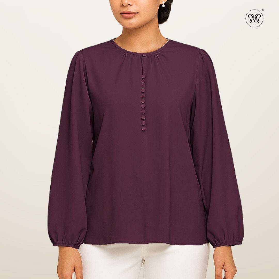 Modest Blouse Long Puff Sleeves
