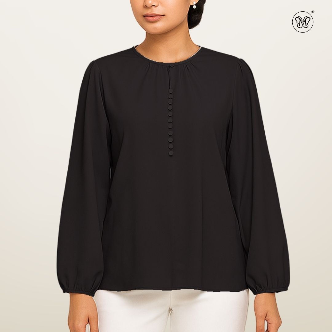 Modest Blouse Long Puff Sleeves
