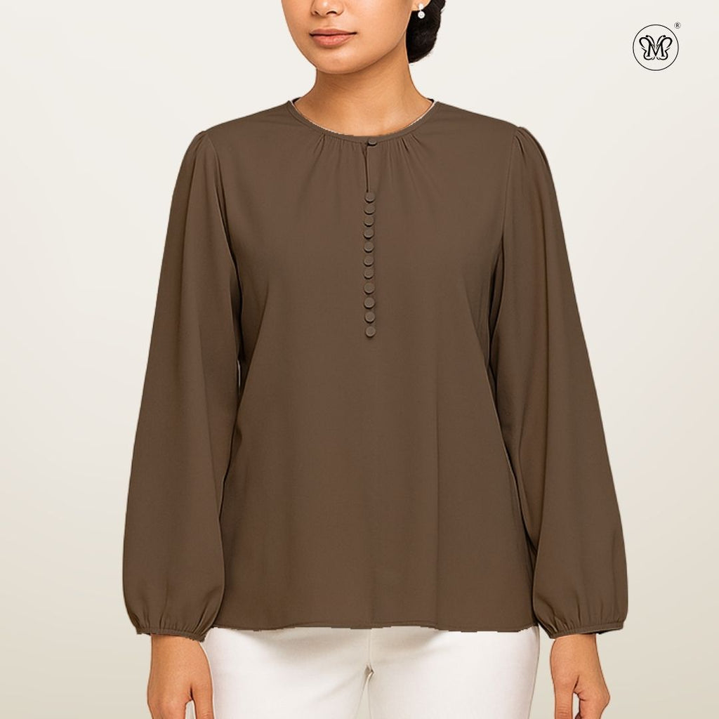 Modest Blouse Long Puff Sleeves