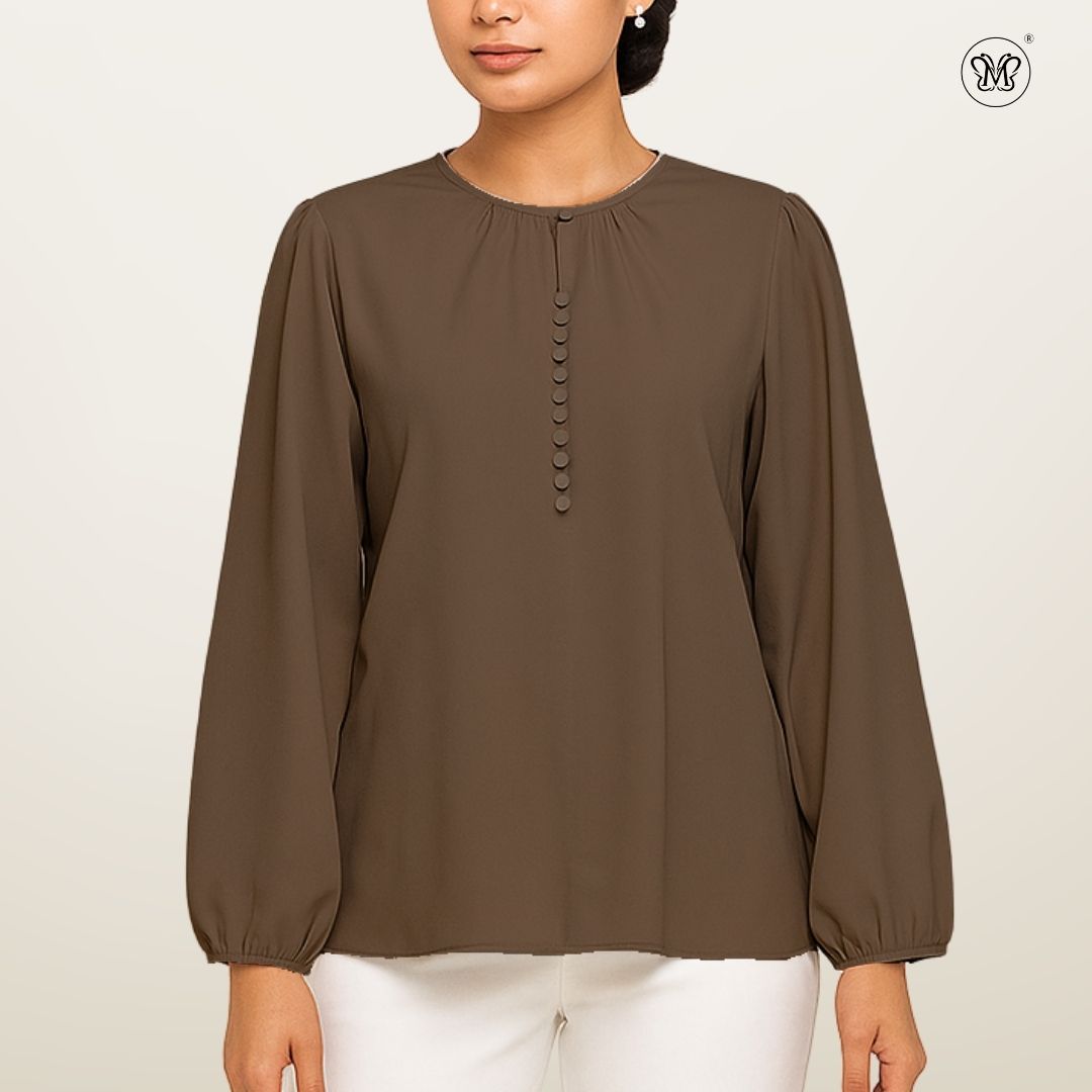 Modest Blouse Long Puff Sleeves