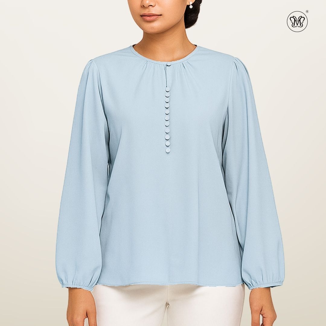 Modest Blouse Long Puff Sleeves