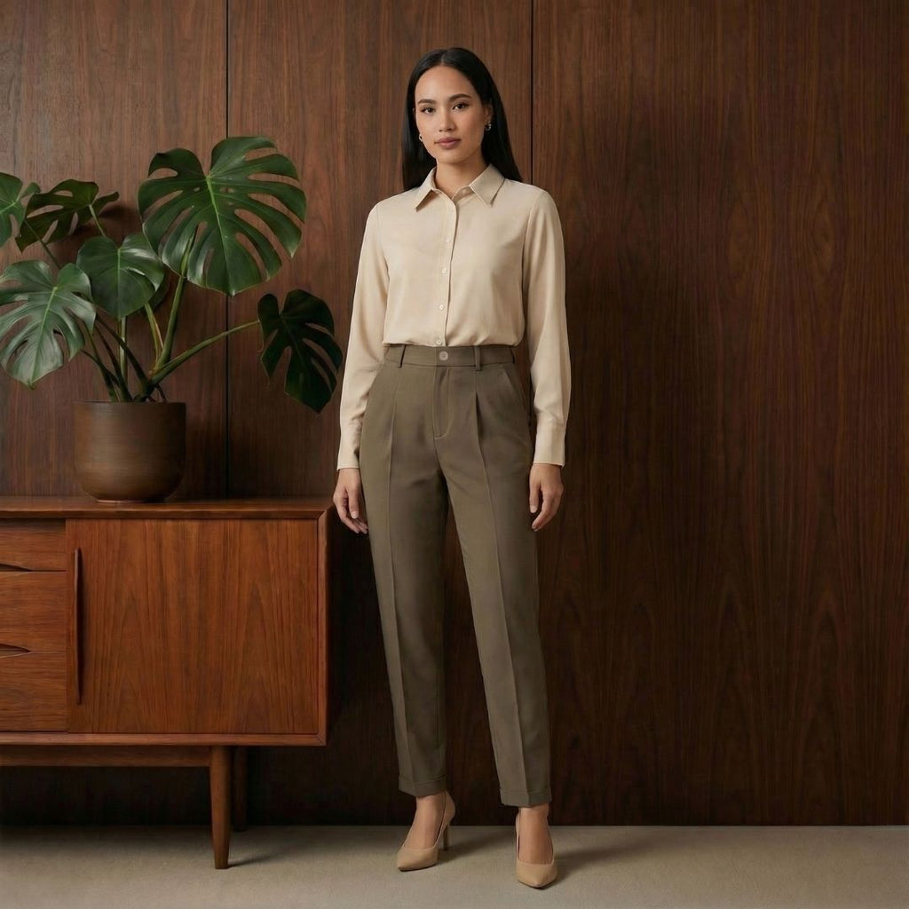 Casual Pants with Front Pleats