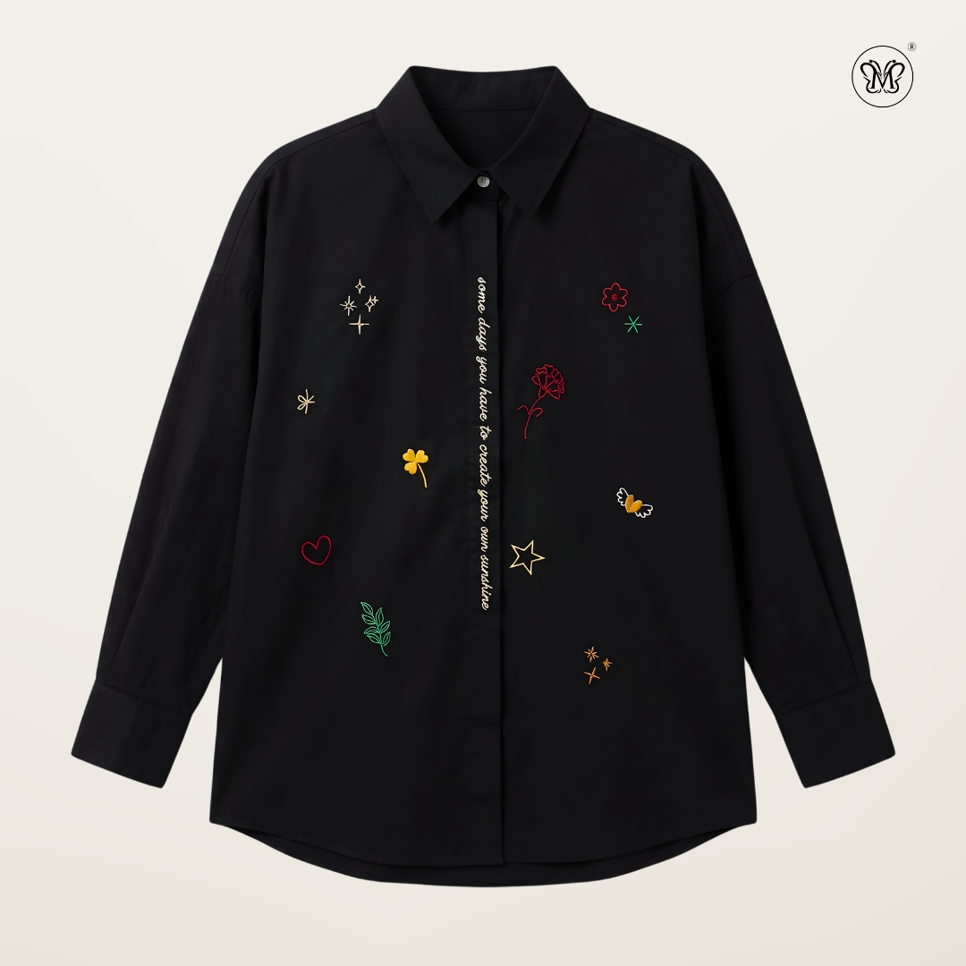Ladies Embroidered Button-Up Shirt