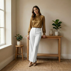 Mock Neck Pleated Blouse