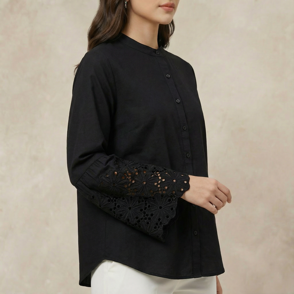 Embroidered Bell Sleeves Blouse