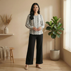 Ladies Printed Blouse Top - Modest Fit