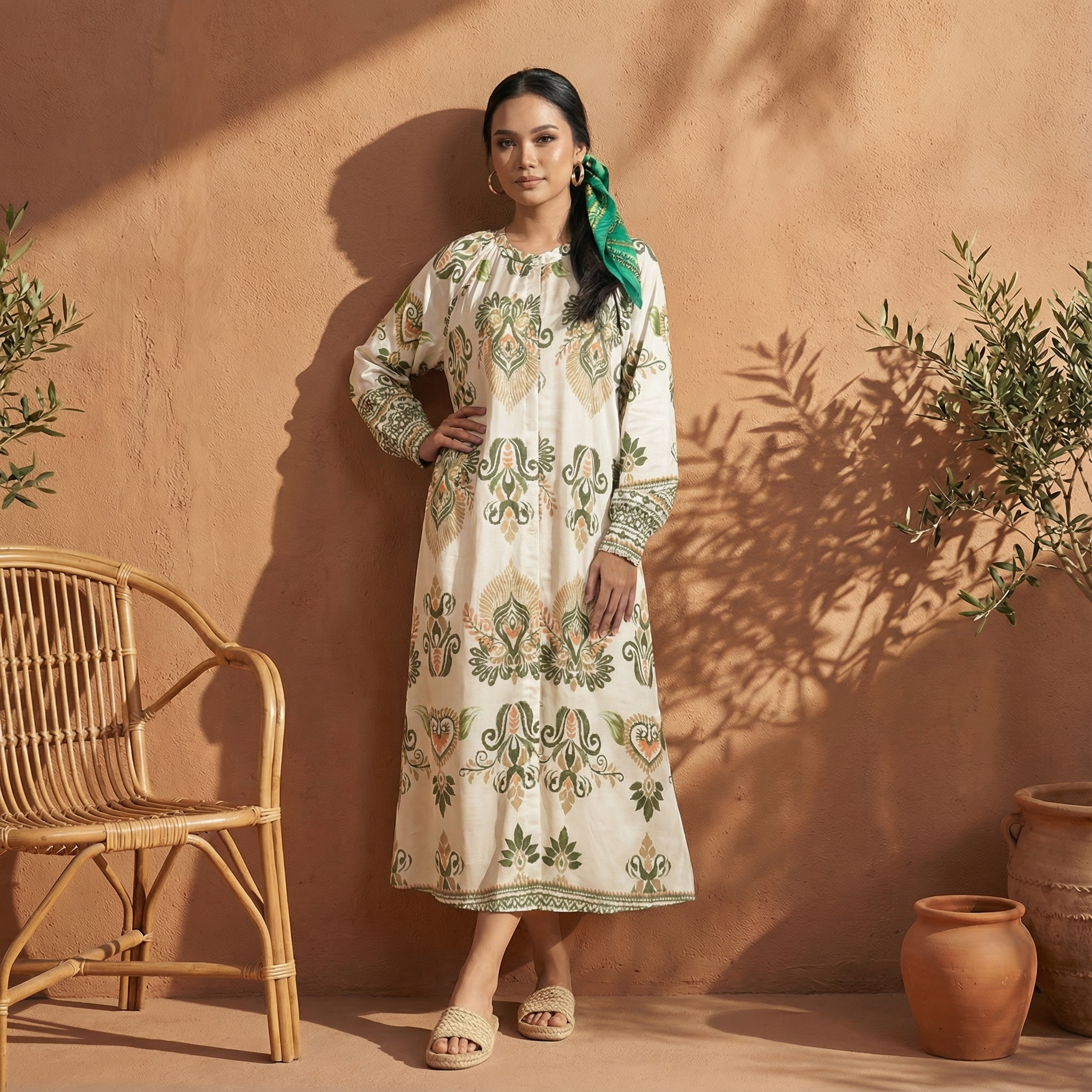 Buttoned Cuffs Dress L2