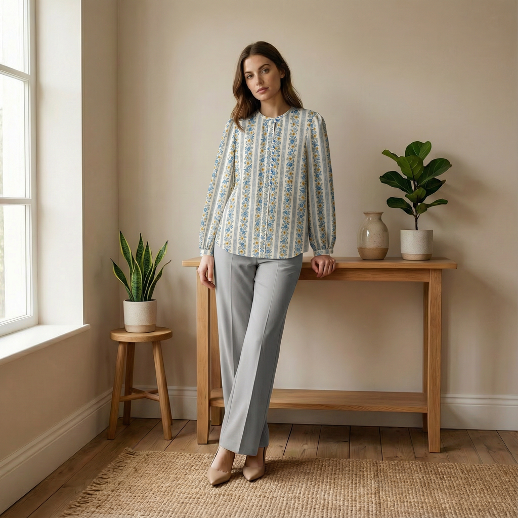 Printed Button Blouse