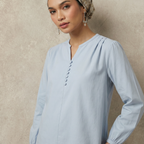 Gathered V-Slit Neckline Blouse