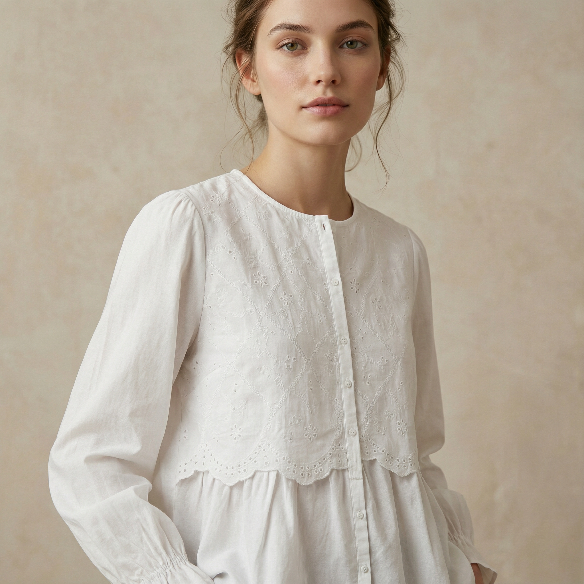 Eyelet Lace Layered Blouse