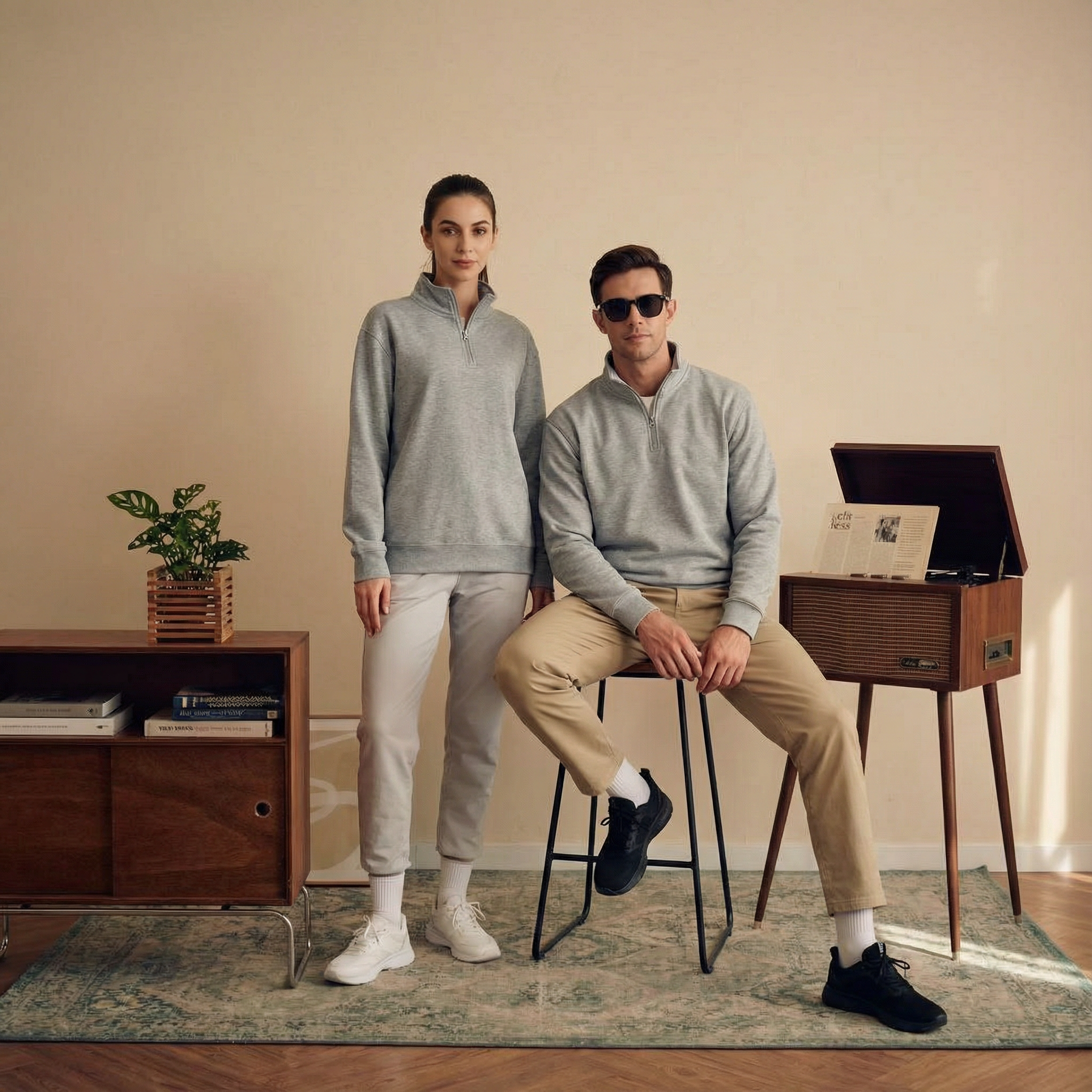 Unisex Half-Zip Pullover Sweatshirts