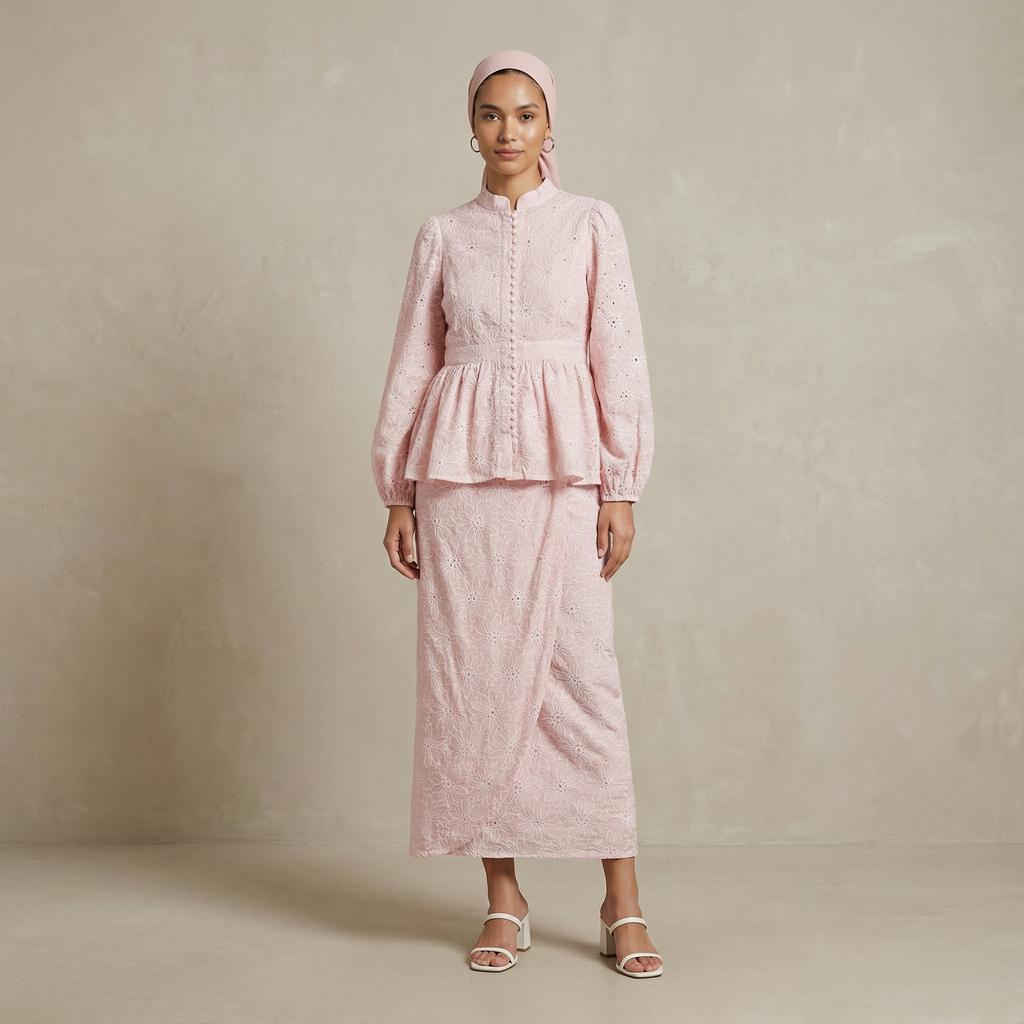 Bunga Embroidered Peplum Set