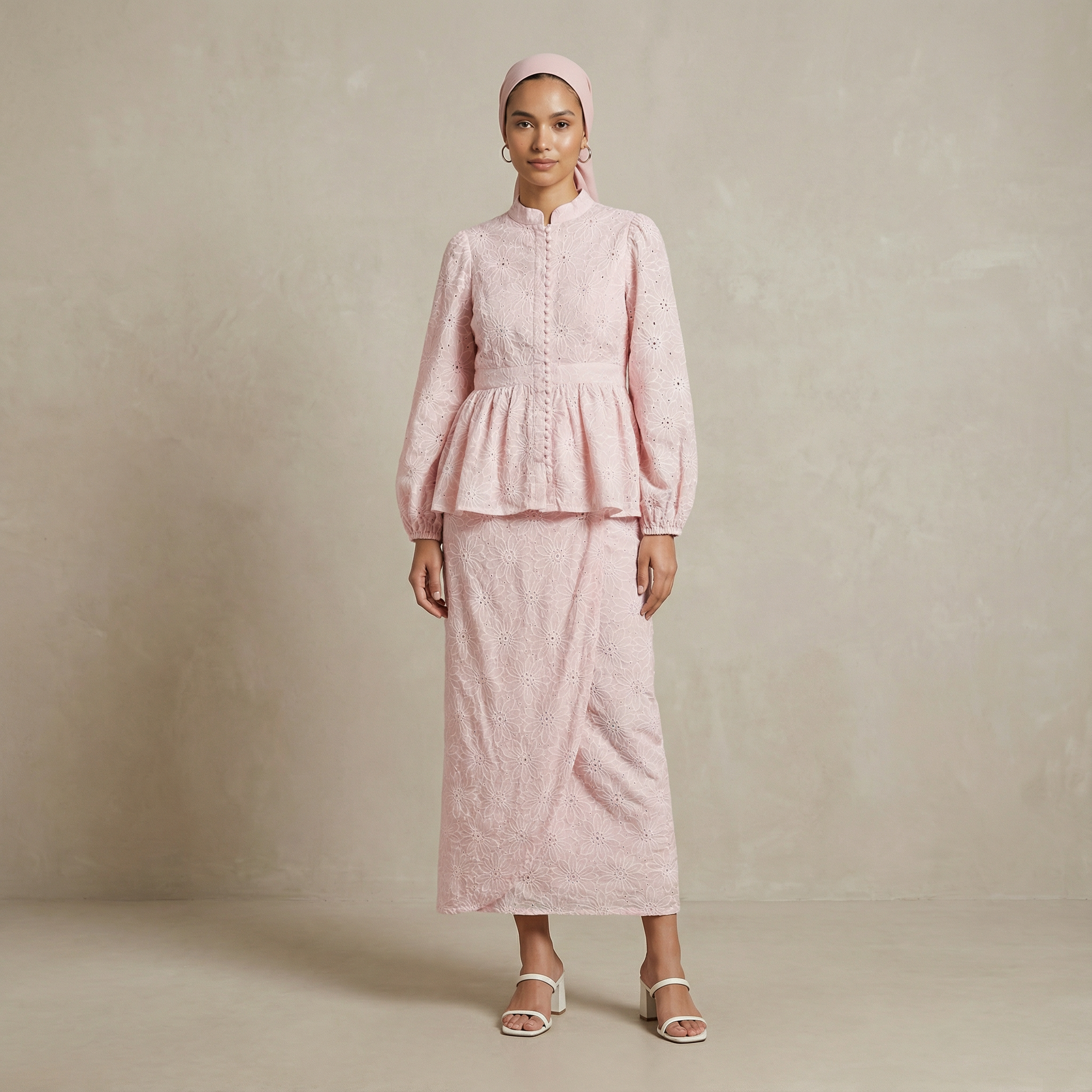 Bunga Embroidered Peplum Set