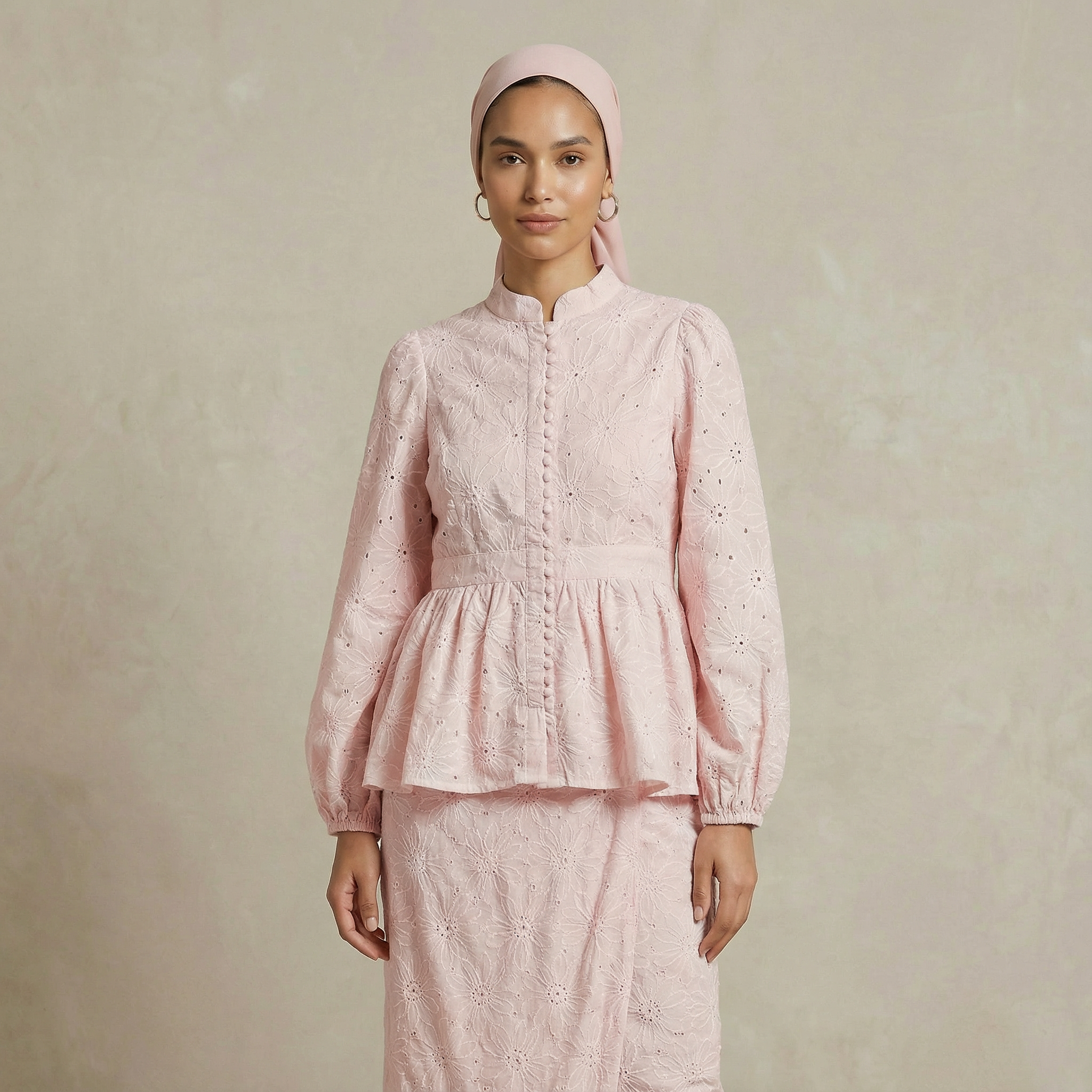 Bunga Embroidered Peplum Set