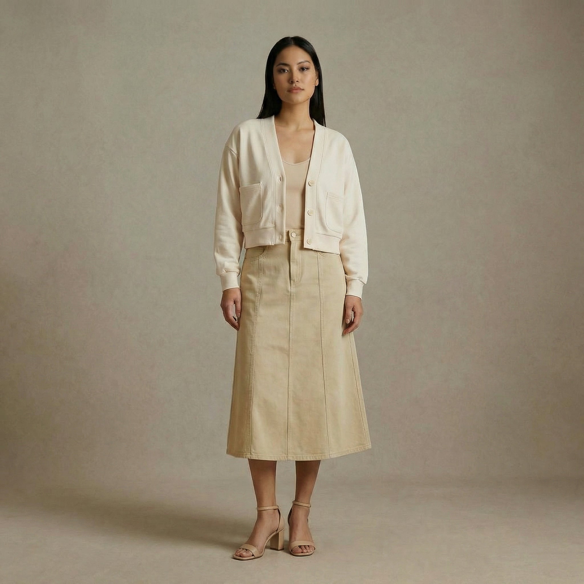 Cropped Button-Up Cardigan