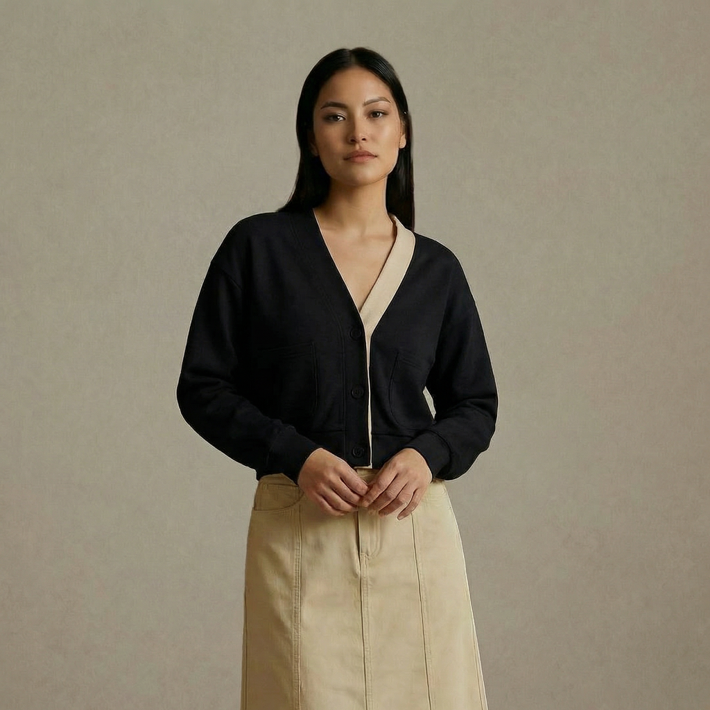 Cropped Button-Up Cardigan