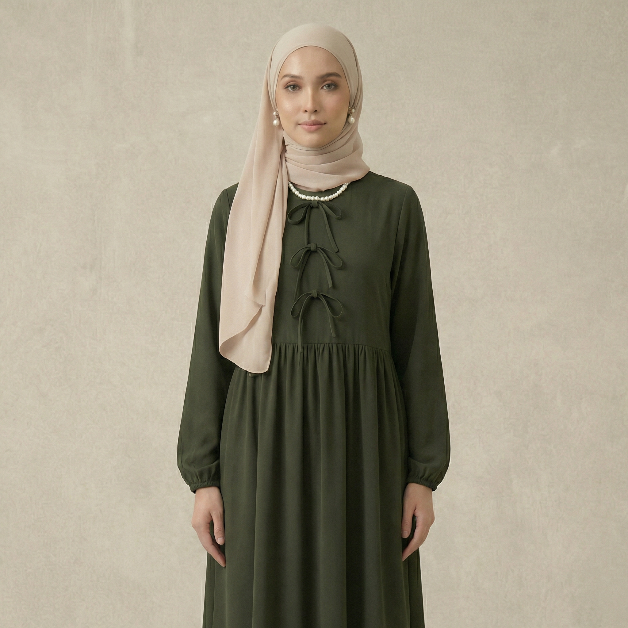 Triple Ribbon-Tie Dress