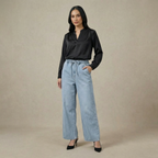 Ladies Denim Trousers with Drawstring