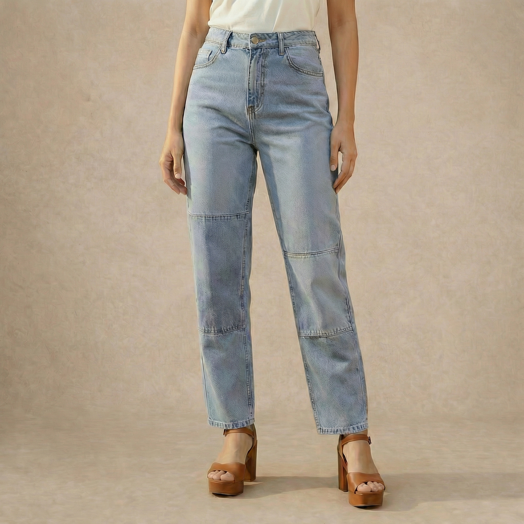 Straight-Leg Patch Jeans